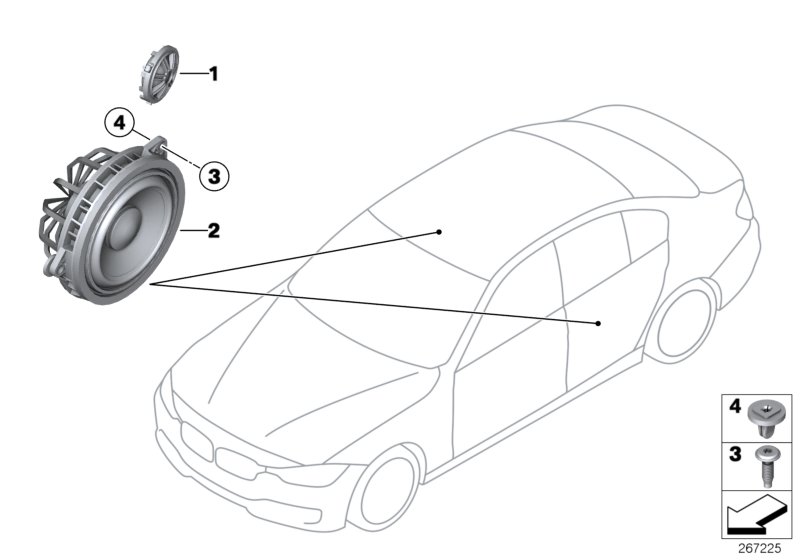 Single parts f rear door loudspeaker