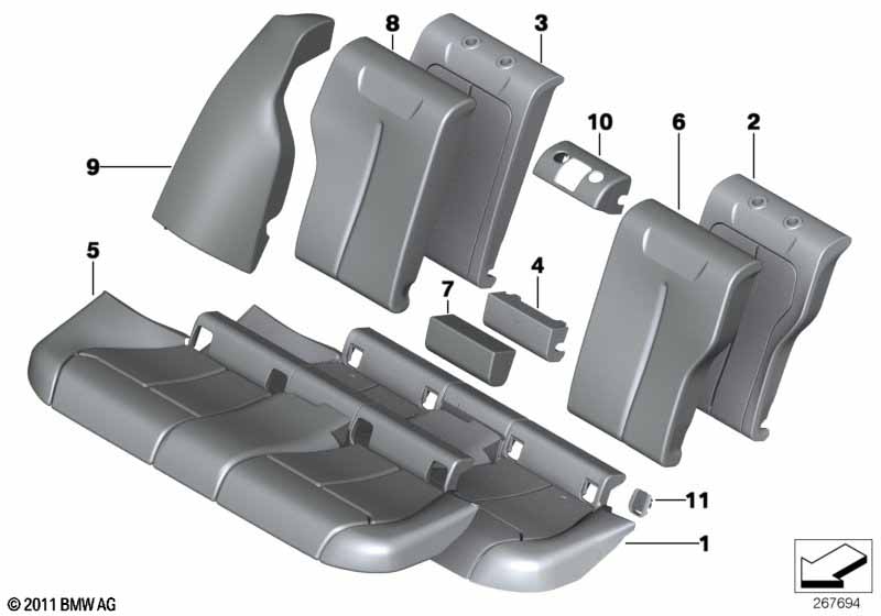 Seat, rear, uphlstry/cover, load-through