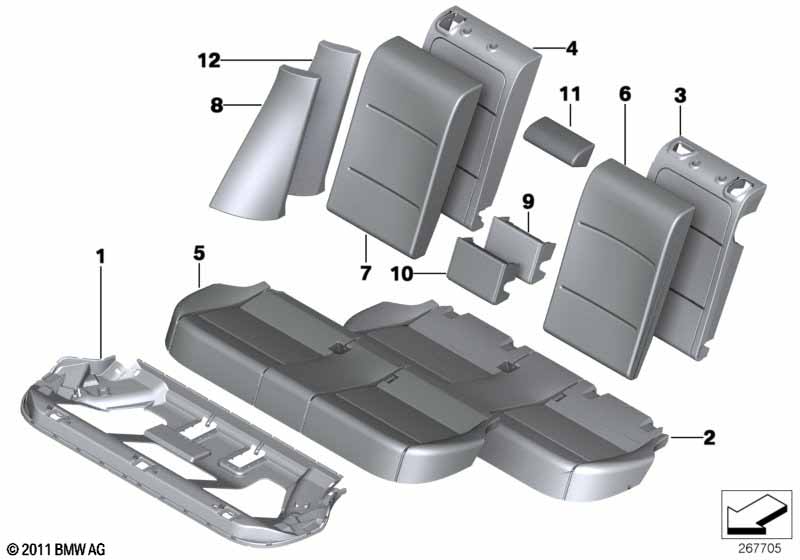 Genuine BMW 52207256835 F25 Cover Backrest Leather Left SCHWARZ (Inc. X3) | ML Performance EU Car Parts