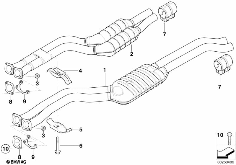 Catalytic converter/front silencer