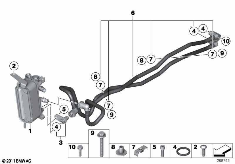 Genuine BMW 17227619743 F11 F10 Transmission Oil Cooler Line (Inc. 528iX) | ML Performance EU Car Parts