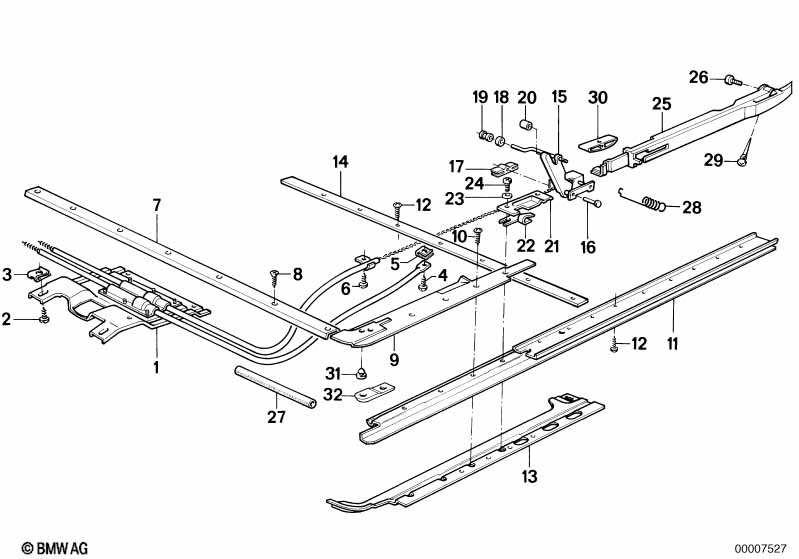 Single parts for sliding lifting roof