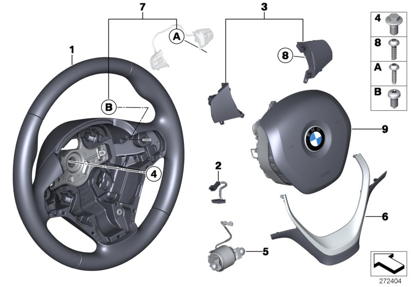 Airbag sports steering wheel, leather