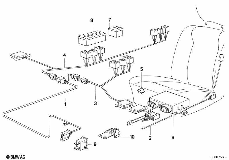 Wiring adjustable front seat