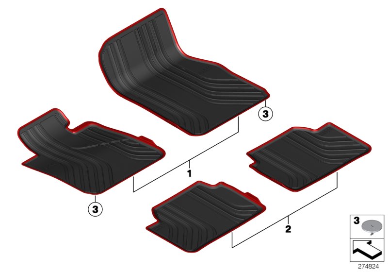 Genuine BMW 51472219802 F36 F30 F31 Floor Mats, All-Weather, Rear ANTHRAZIT (Inc. 328dX, 428iX & 320i) | ML Performance UK Car Parts