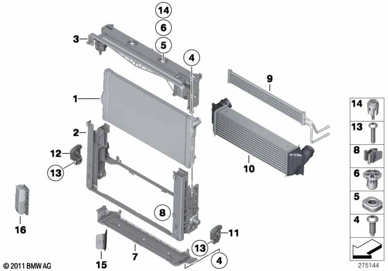 Mounting parts f radiator