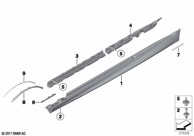 Genuine BMW 51778048686 F10 F11 Door Sill Cover, Primed Right M (Inc. 528iX, 520d & 530i) | ML Performance EU Car Parts