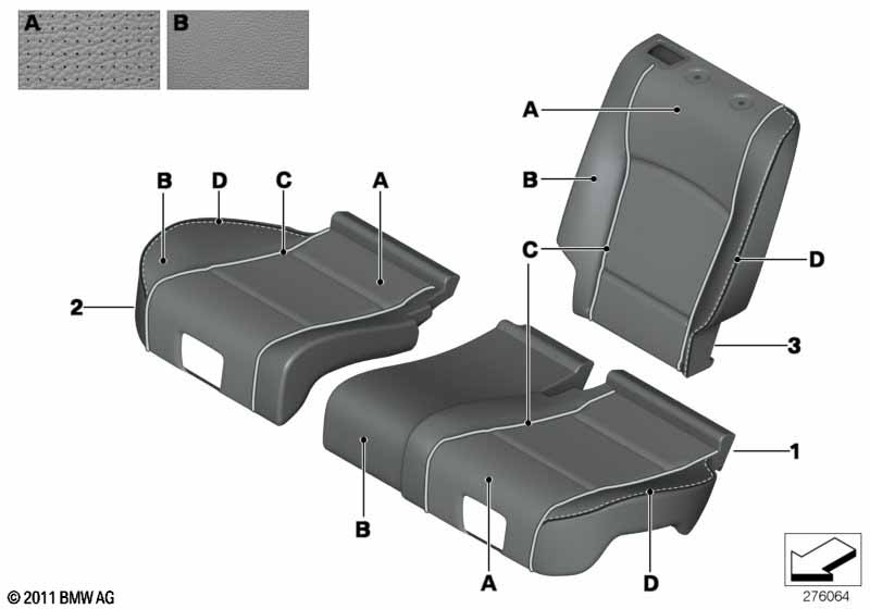 Individual base seat, perf. leather rear