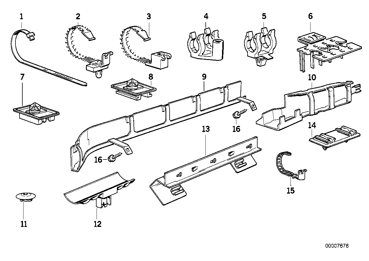 Various cable clamps