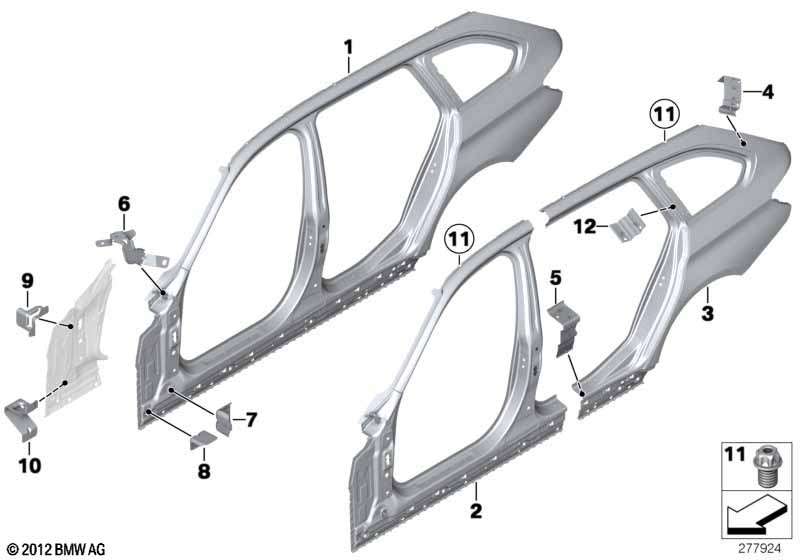 Genuine BMW 41217298198 Reinforcement Plate, D-Pillar, Right (Inc. 318dX, 318d & 328dX) | ML Performance EU Car Parts