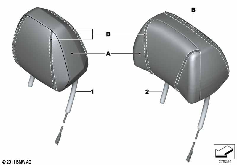 Individual leather head restraint, front