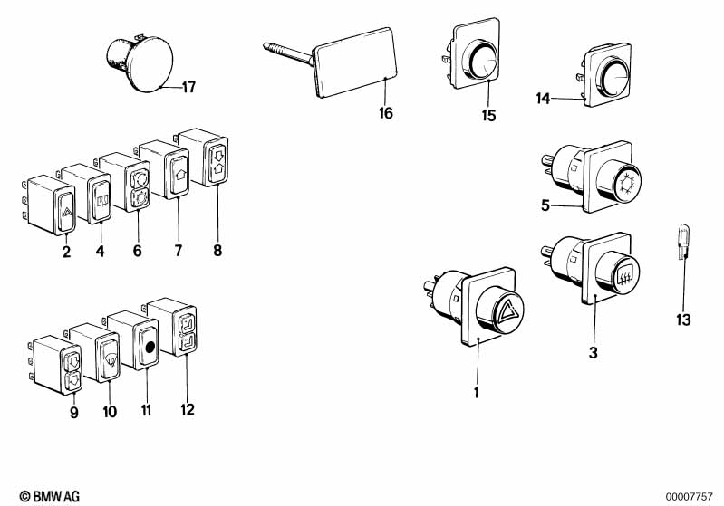 Genuine BMW 61311366494 E23 Switch Air Distribution Closed (Inc. 732i, 745i & 735i) | ML Performance EU Car Parts