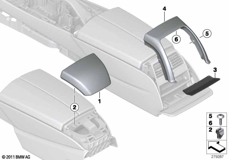 Mounting parts, center console, rear