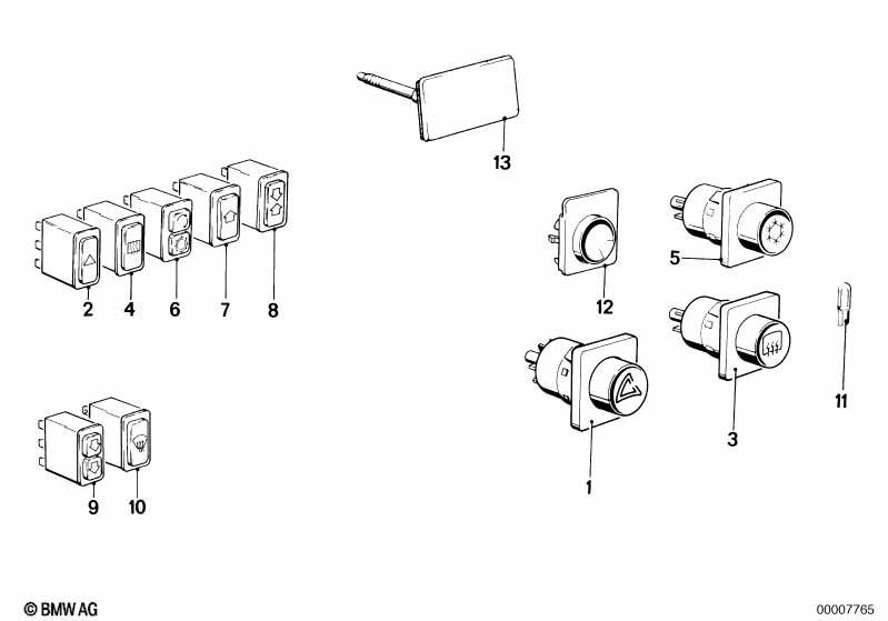 Genuine BMW 61311376444 E23 E36 Switch Heated Rear Window (Inc. Z3