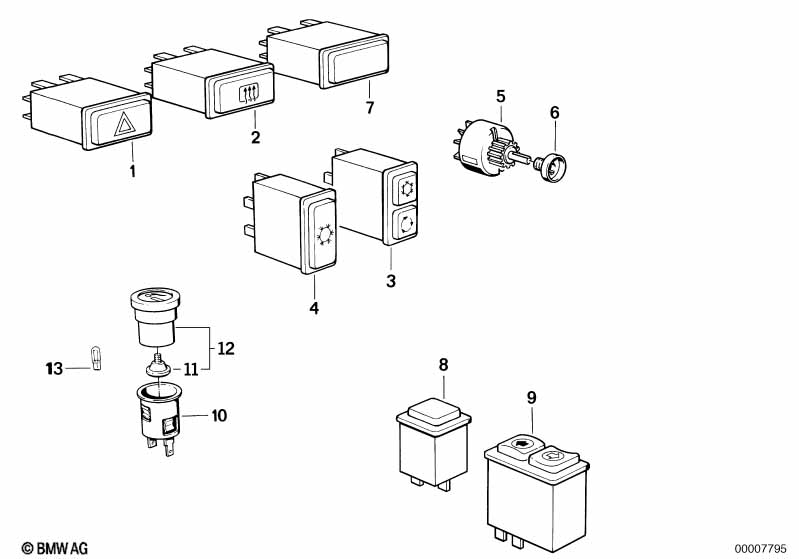 Genuine BMW 61311370293 E28 Switch Air Conditioning (Inc. M5, 524d & 520i) | ML Performance EU Car Parts