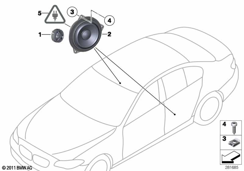 Single parts f rear door top-hifi syst.
