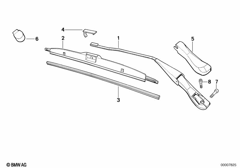 Single components for wiper arm