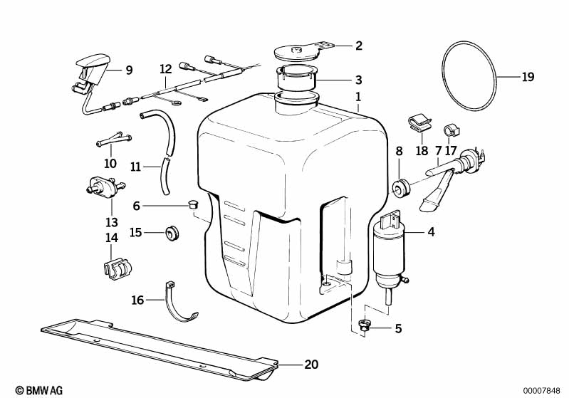 Single parts for windshield cleaning