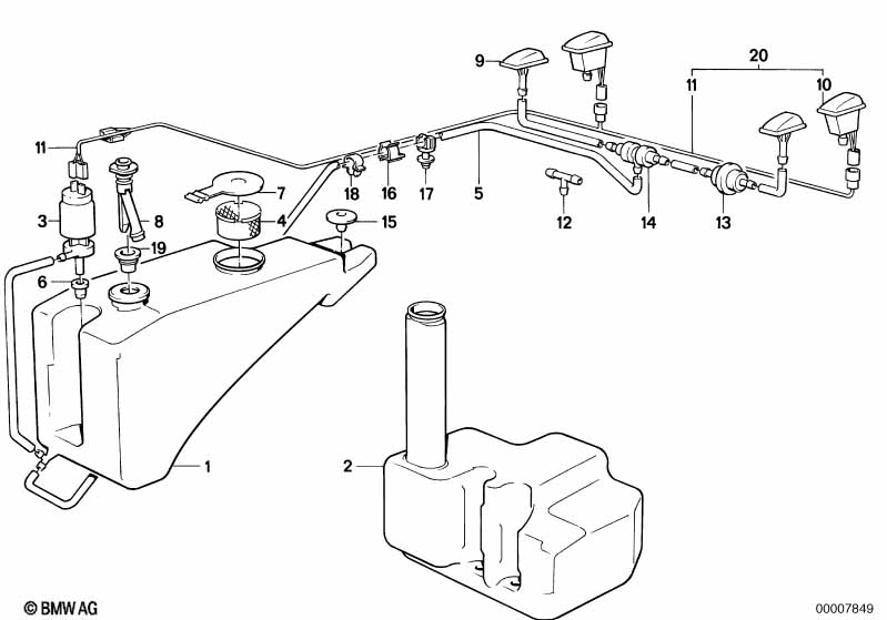 Single parts for windshield cleaning
