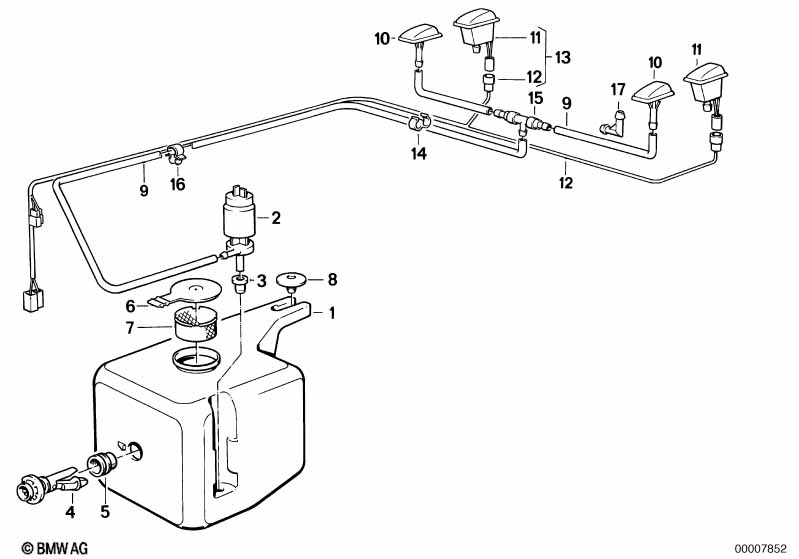 Single parts for windshield cleaning