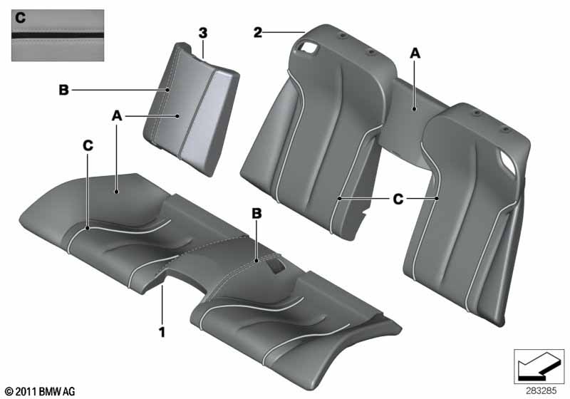 Individual cover, leather, seat rear