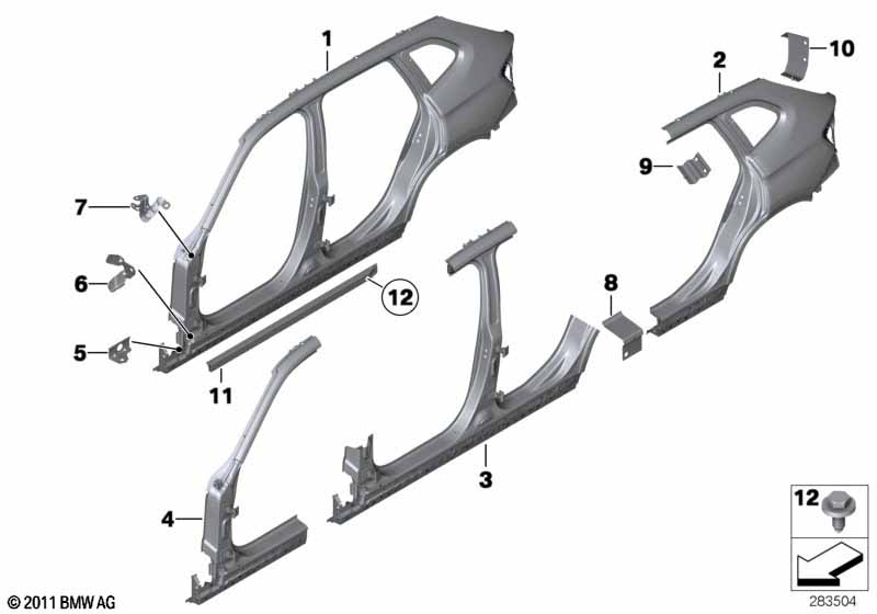 Genuine BMW 41217275586 E84 Reinforcement Plate, C-Pillar, Left (Inc. X1 18d, X1 28iX & X1 25iX) | ML Performance EU Car Parts