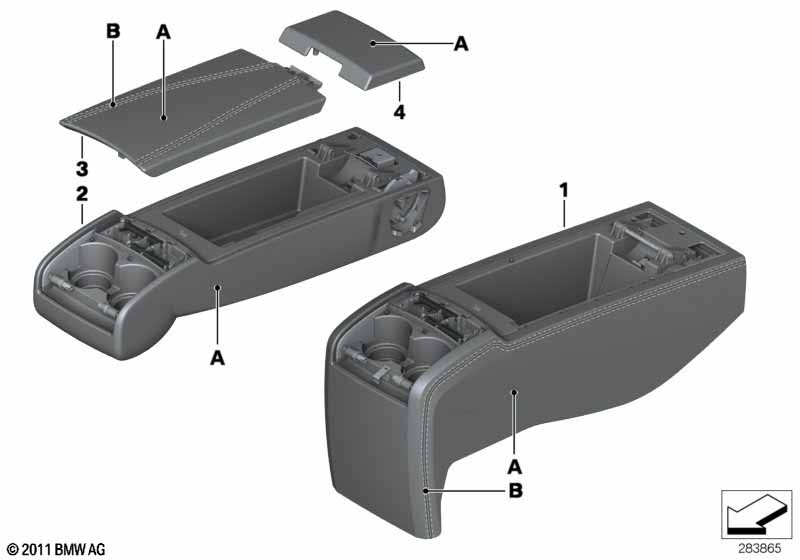 Individual armrest, rear, leather