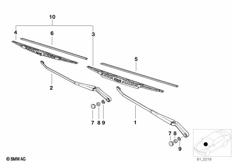 Single components for wiper arm