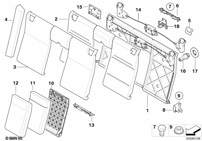 Seat rear, upholstery & cover base seat