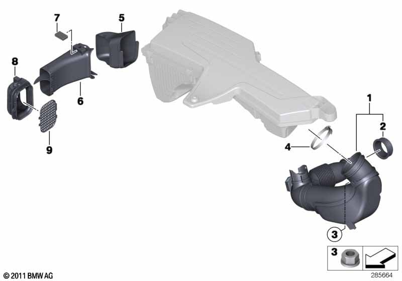 Air duct, intake silencer