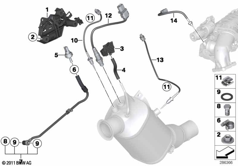 Diesel part.filter sens./mounting parts