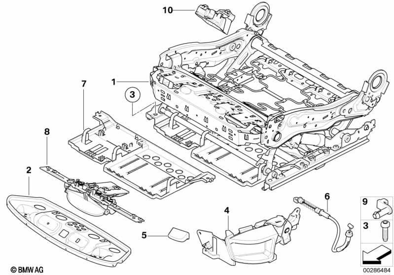 Seat, front, seat frame