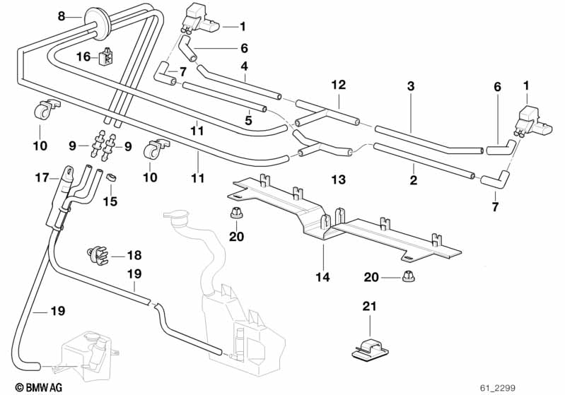 Genuine BMW 61668360180 E38 Supporting Rail F Hose In Engine Hood (Inc. 740i, 735iL & 725tds) | ML Performance EU Car Parts