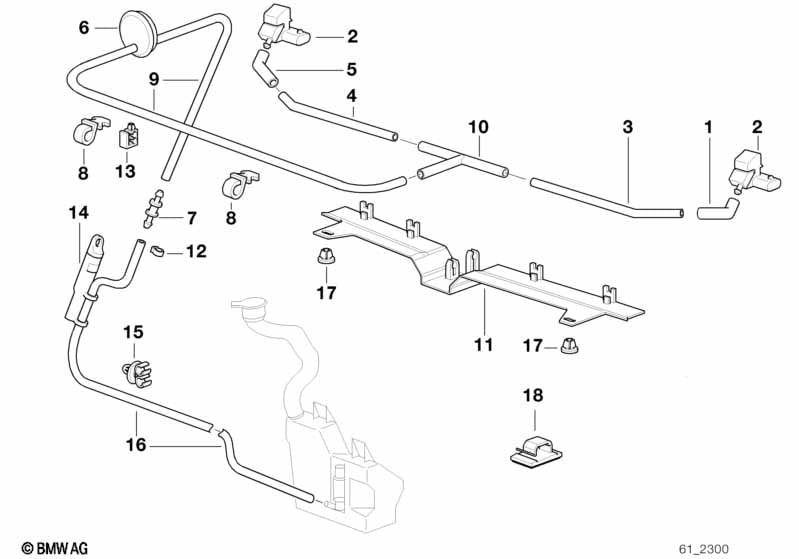 Single parts for windshield cleaning