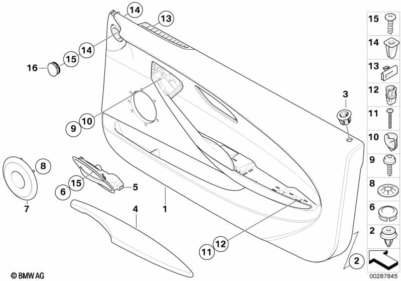 Door trim panel, side air bag