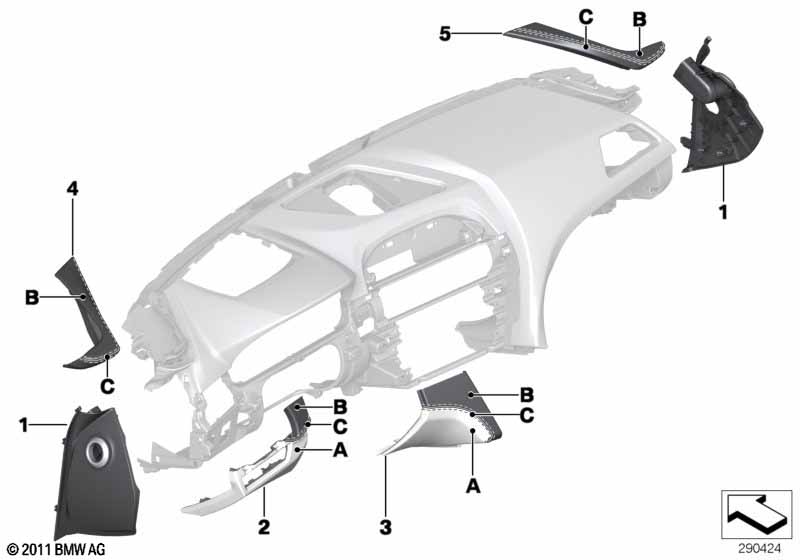 Individual instrument panel mount. parts