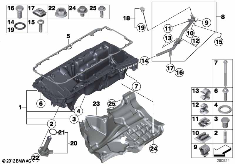 Oil pan/oil level indicator