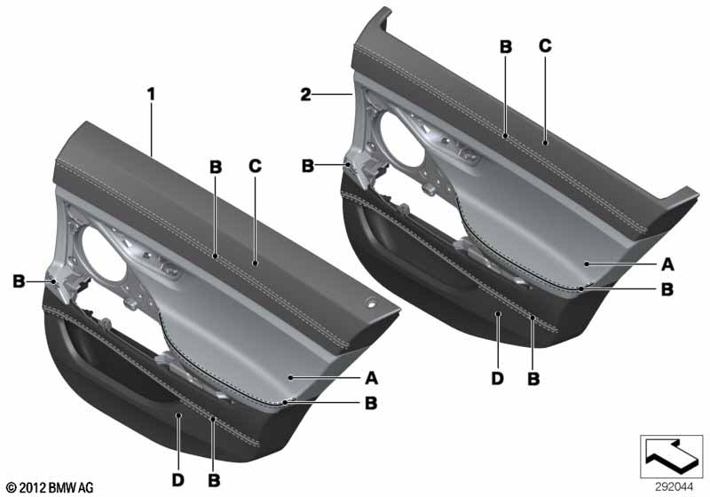 Indiv. door trim panel, leather rear