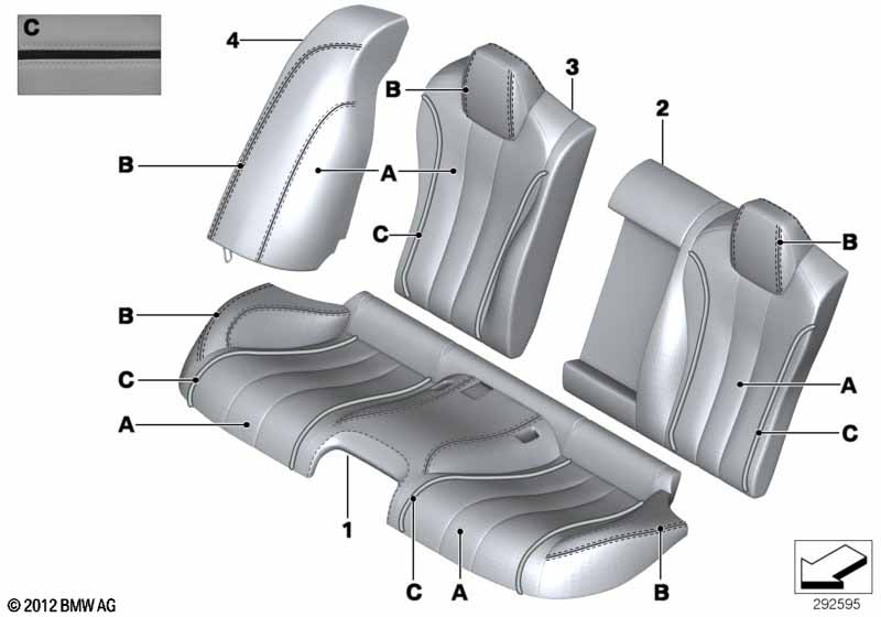 Individual cover, leather, seat rear