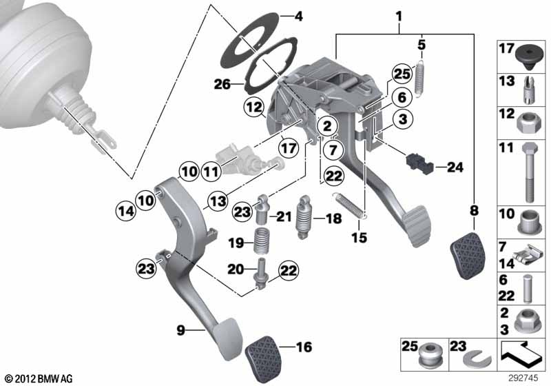 Pedal assy w over-center helper spring