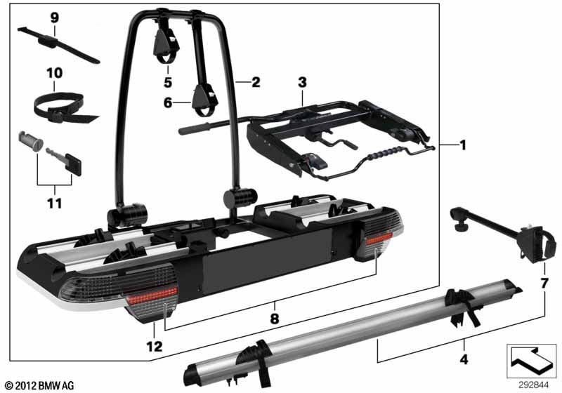 Bicycle carrier, trailer coupling