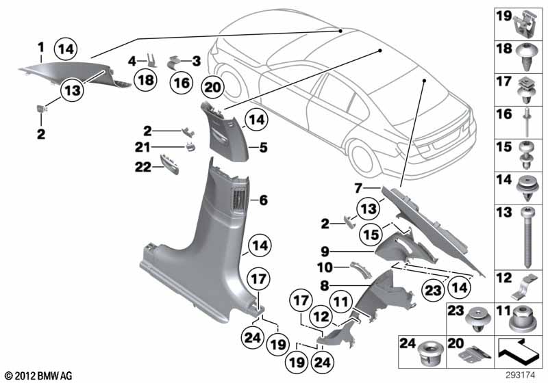 Genuine BMW 51437315319 F01 F02 Cover, B-Column Upper Left OYSTER (Inc. 740d, 750dX & 750i) | ML Performance UK Car Parts