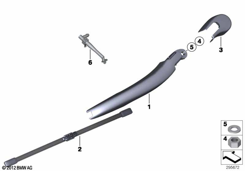 Single parts for rear window cleaning