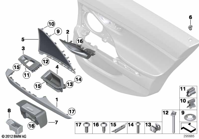 Mounting parts, door trim, rear
