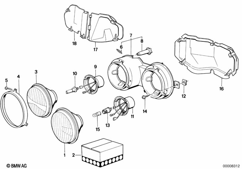 Single components for headlight