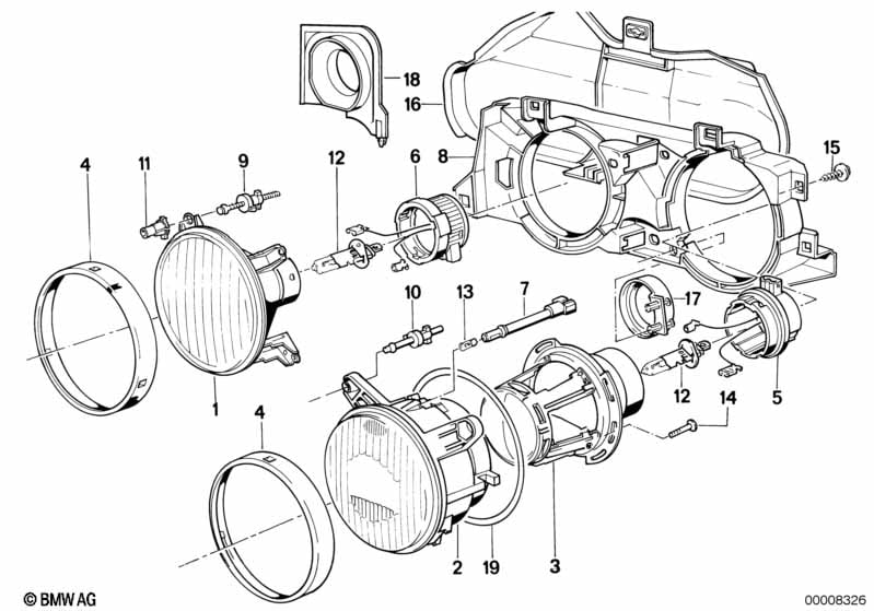 Single parts f ellipsoidal headlight