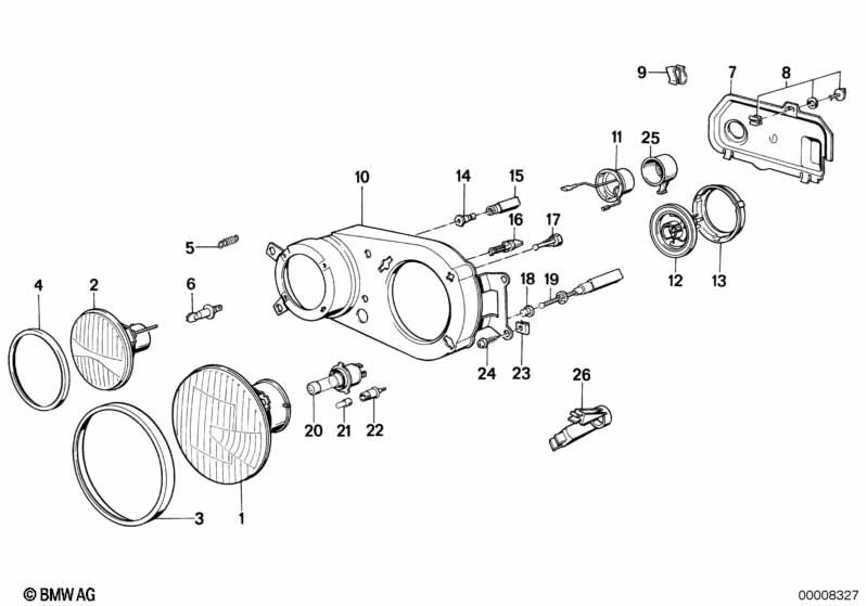 Single components for headlight