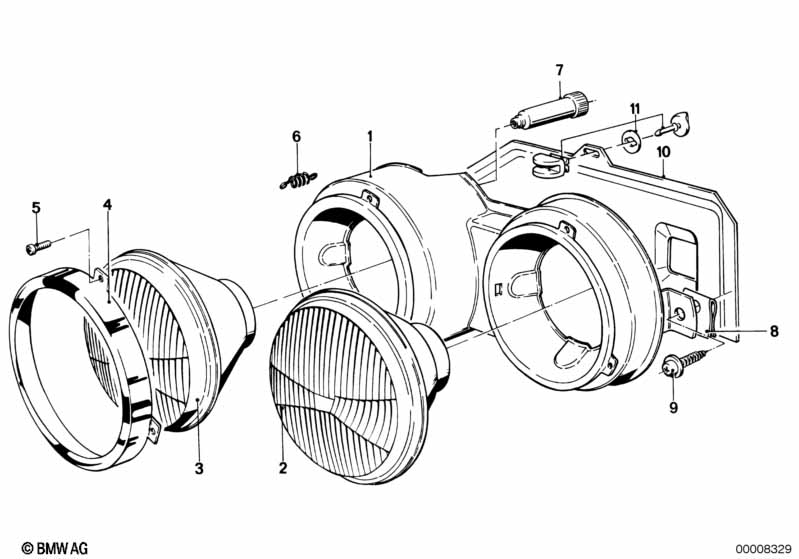 Single components for headlight