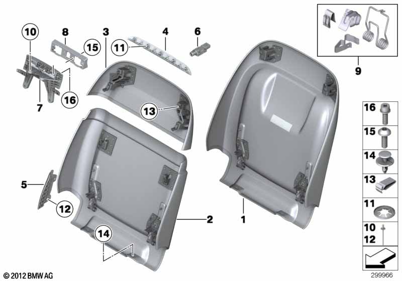 Seat, front, backrest trim covers