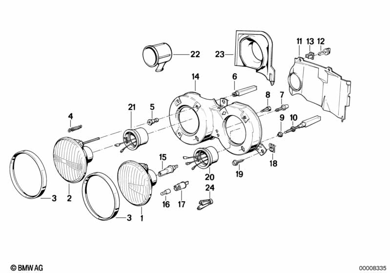 Single parts f conventional headlight